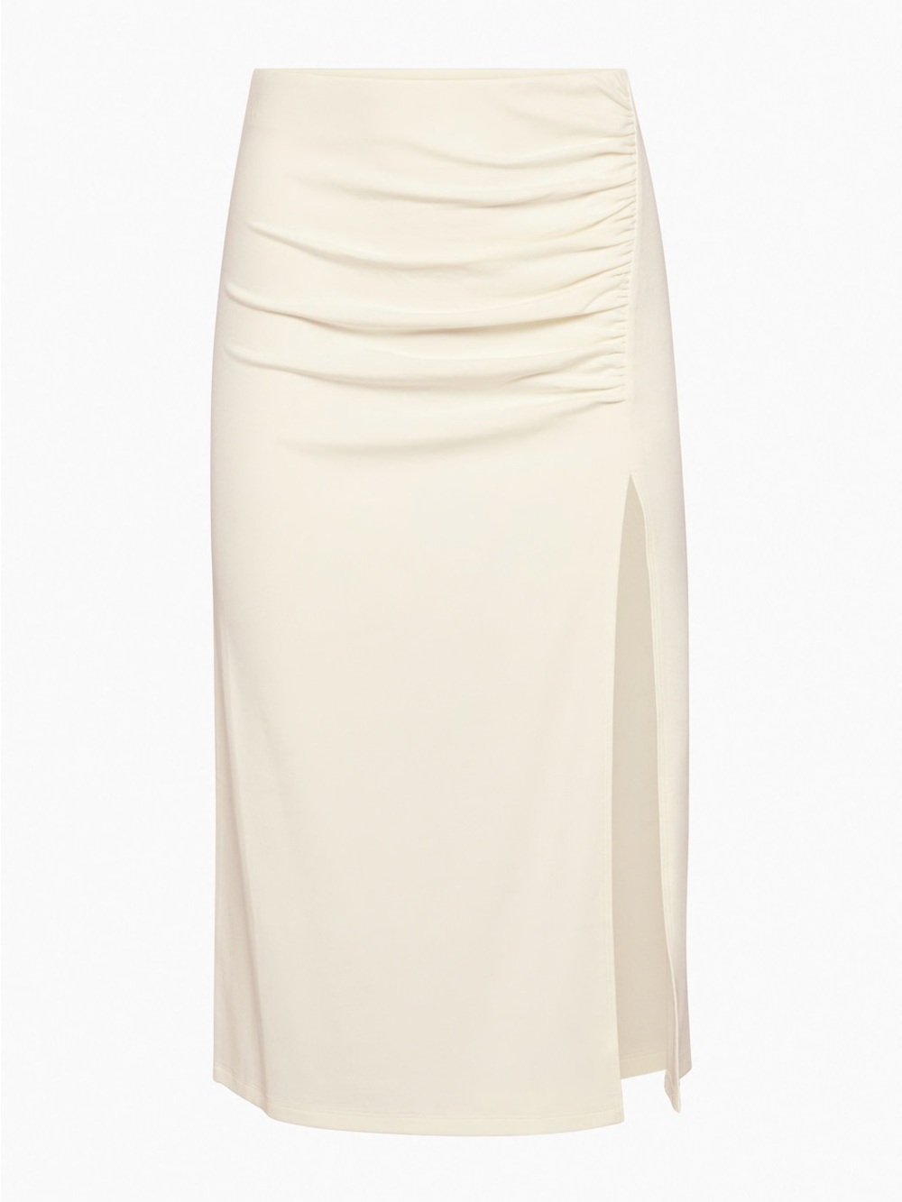 Aritzia - Wilfred Cream Vespa Ruched Side-Slit Midi Skirt